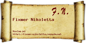 Fixmer Nikoletta névjegykártya